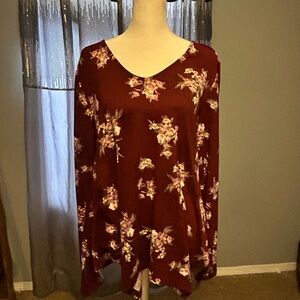 Daytrip Burgundy Floral Women's Blouse